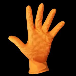 Orange diamond grip nitrile gloves