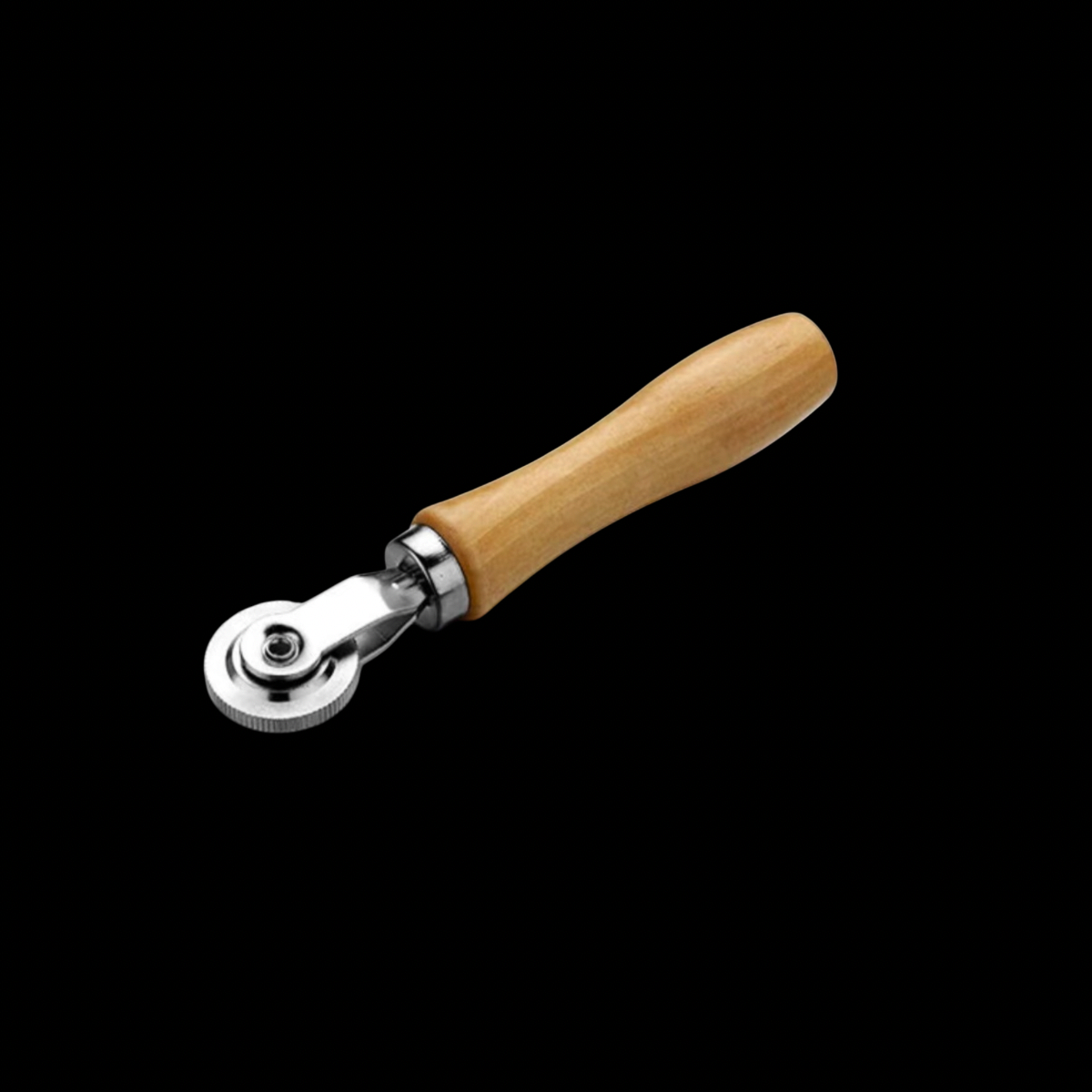 Tyre puncture patch stitcher roller with wooden handle and metal roller wheel